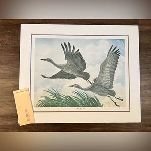 John‎ Ruthven Signed Limited Edition Print "Sand Hill Cranes"  26x21
